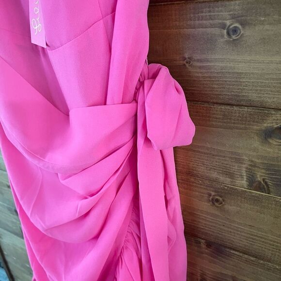 lilly pulitzer alisa wrap dress in aura pink hot pink - Picture 7 of 7